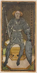 The King of Swords, facsimile of a tarot card from the ‘Visconti’ deck, 1441-47